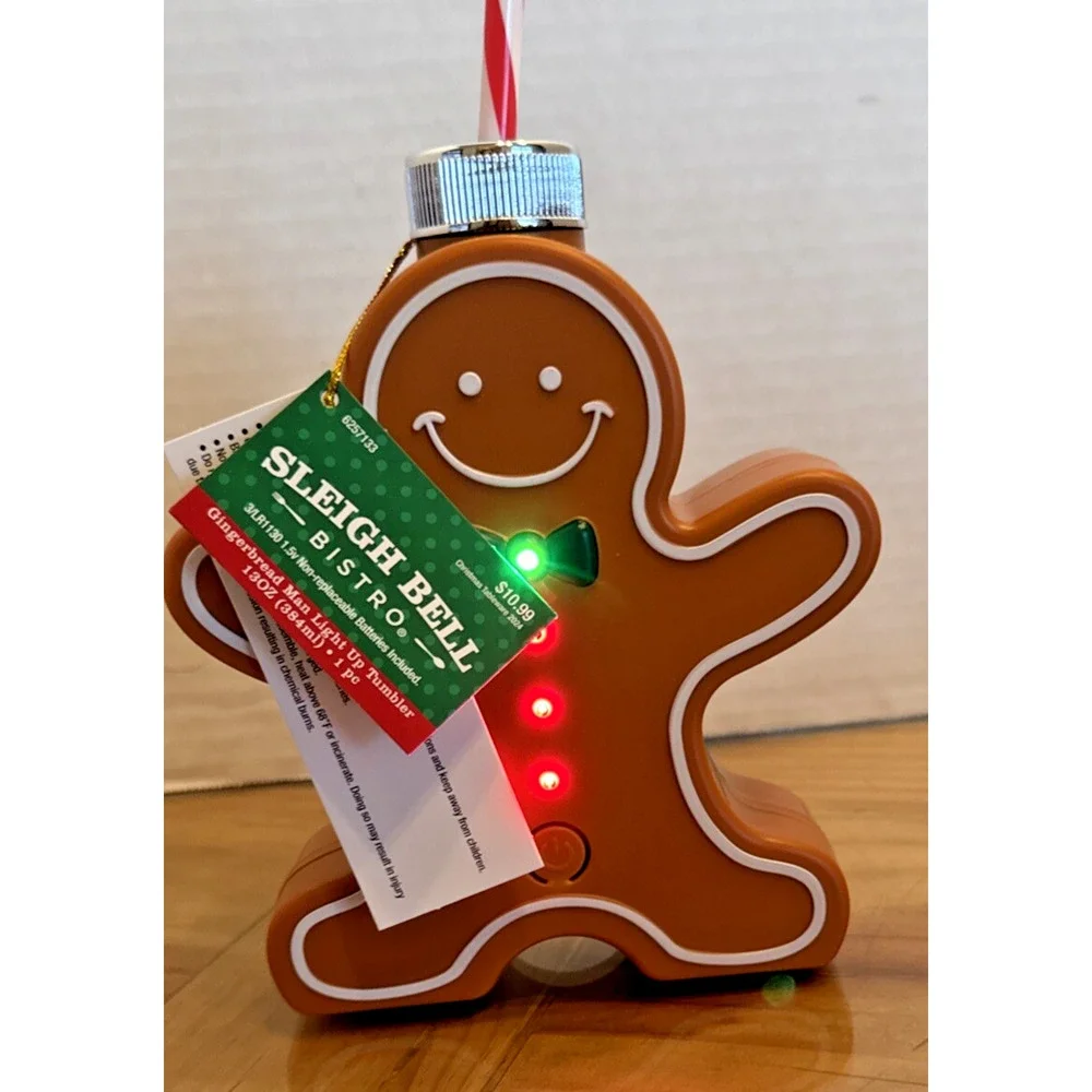 Gingerbread Man Light Up Tumbler 13 oz NWT‎ MSRP $10.99